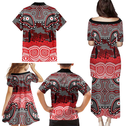 ANZAC Day Dolphins Family Matching Puletasi and Hawaiian Shirt Military Memorial Aboriginal Indigenous Art