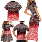 ANZAC Day Dolphins Family Matching Short Sleeve Bodycon Dress and Hawaiian Shirt Military Memorial Aboriginal Indigenous Art