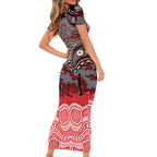 ANZAC Day Dolphins Family Matching Short Sleeve Bodycon Dress and Hawaiian Shirt Military Memorial Aboriginal Indigenous Art