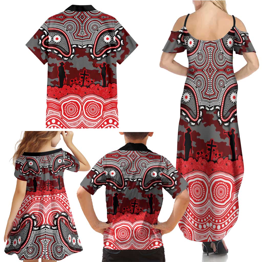 ANZAC Day Dolphins Family Matching Summer Maxi Dress and Hawaiian Shirt Military Memorial Aboriginal Indigenous Art