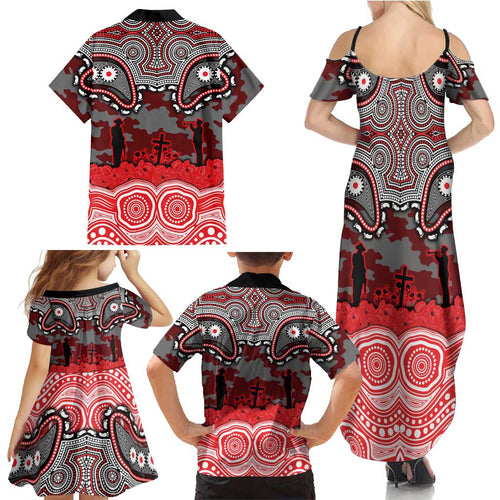 ANZAC Day Dolphins Family Matching Summer Maxi Dress and Hawaiian Shirt Military Memorial Aboriginal Indigenous Art