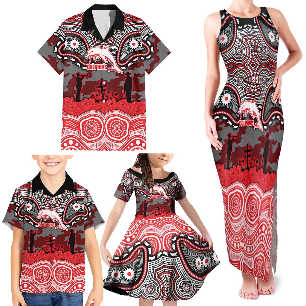 ANZAC Day Dolphins Family Matching Tank Maxi Dress and Hawaiian Shirt Military Memorial Aboriginal Indigenous Art