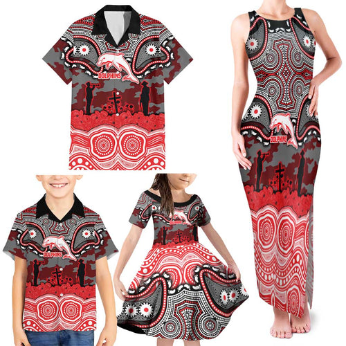 ANZAC Day Dolphins Family Matching Tank Maxi Dress and Hawaiian Shirt Military Memorial Aboriginal Indigenous Art