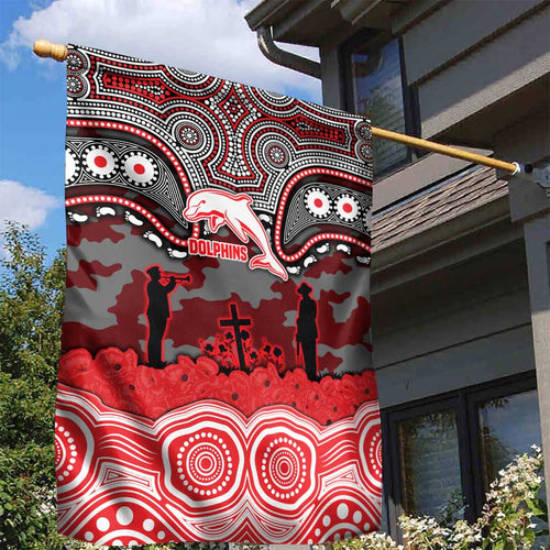 ANZAC Day Dolphins Garden Flag Military Memorial Aboriginal Indigenous Art