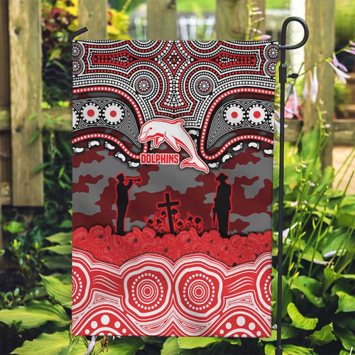 ANZAC Day Dolphins Garden Flag Military Memorial Aboriginal Indigenous Art