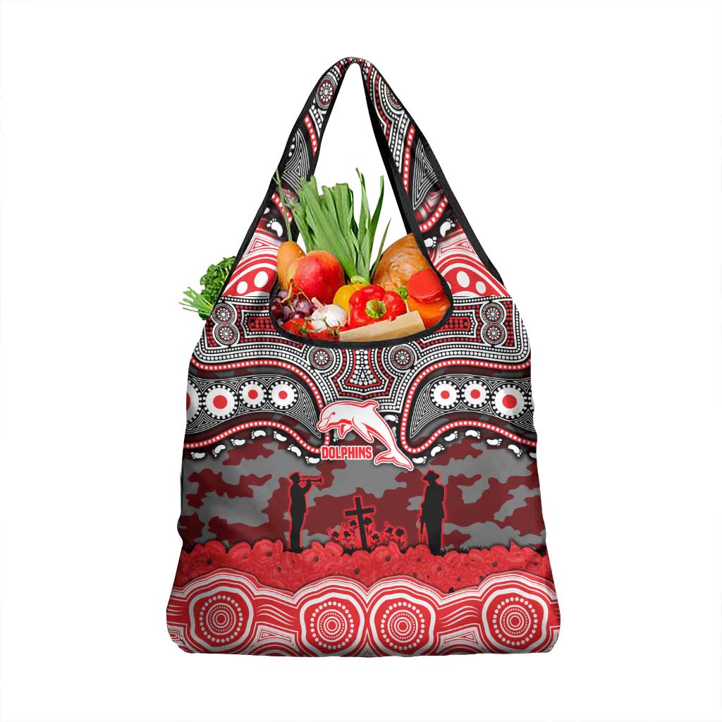 ANZAC Day Dolphins Grocery Bag Military Memorial Aboriginal Indigenous Art
