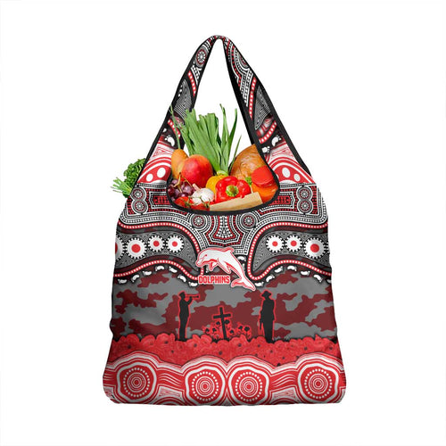 ANZAC Day Dolphins Grocery Bag Military Memorial Aboriginal Indigenous Art