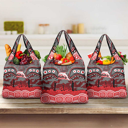 ANZAC Day Dolphins Grocery Bag Military Memorial Aboriginal Indigenous Art