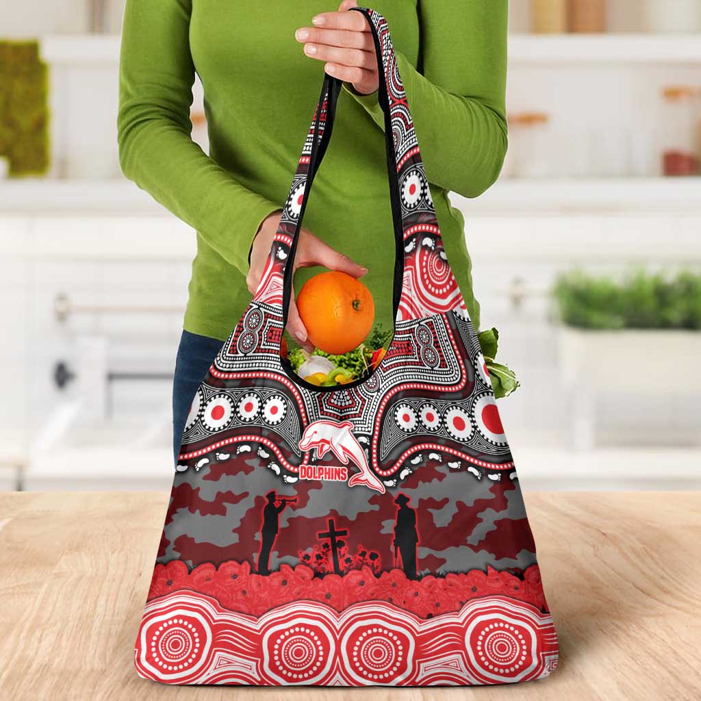 ANZAC Day Dolphins Grocery Bag Military Memorial Aboriginal Indigenous Art