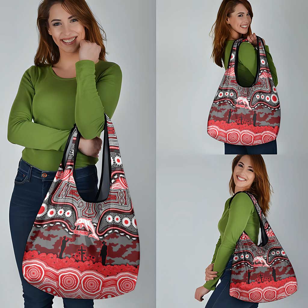 ANZAC Day Dolphins Grocery Bag Military Memorial Aboriginal Indigenous Art