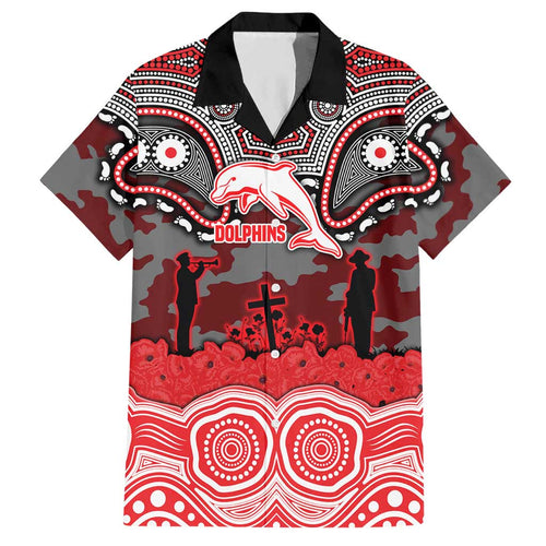 ANZAC Day Dolphins Hawaiian Shirt Military Memorial Aboriginal Indigenous Art