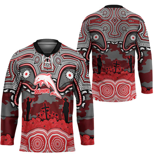 ANZAC Day Dolphins Hockey Jersey Military Memorial Aboriginal Indigenous Art