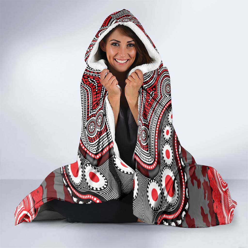 ANZAC Day Dolphins Hooded Blanket Military Memorial Aboriginal Indigenous Art