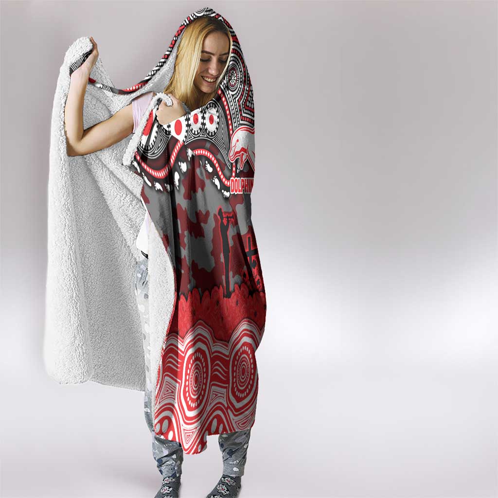 ANZAC Day Dolphins Hooded Blanket Military Memorial Aboriginal Indigenous Art