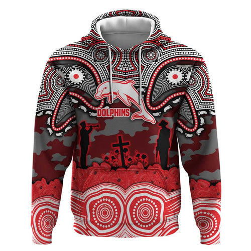 ANZAC Day Dolphins Hoodie Military Memorial Aboriginal Indigenous Art