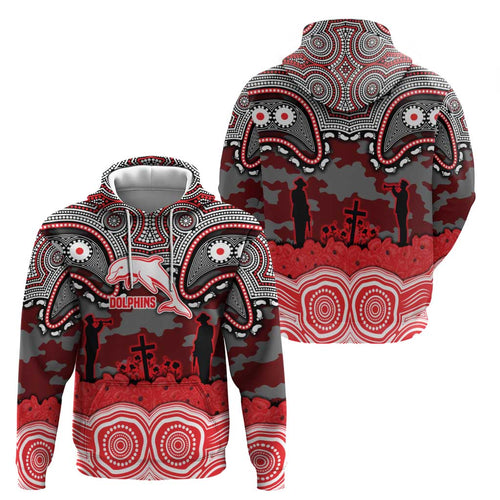 ANZAC Day Dolphins Hoodie Military Memorial Aboriginal Indigenous Art