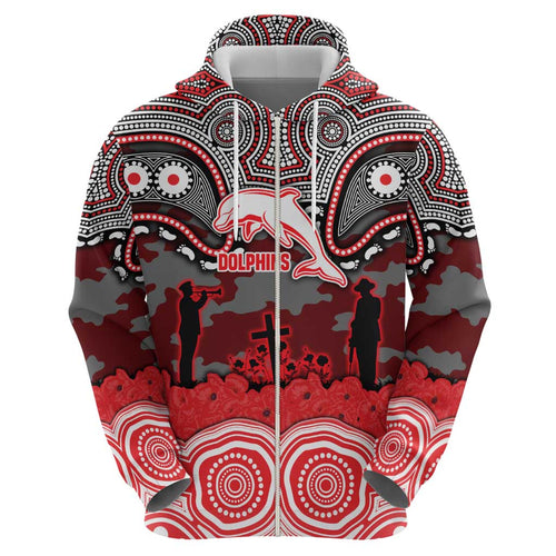 ANZAC Day Dolphins Hoodie Military Memorial Aboriginal Indigenous Art