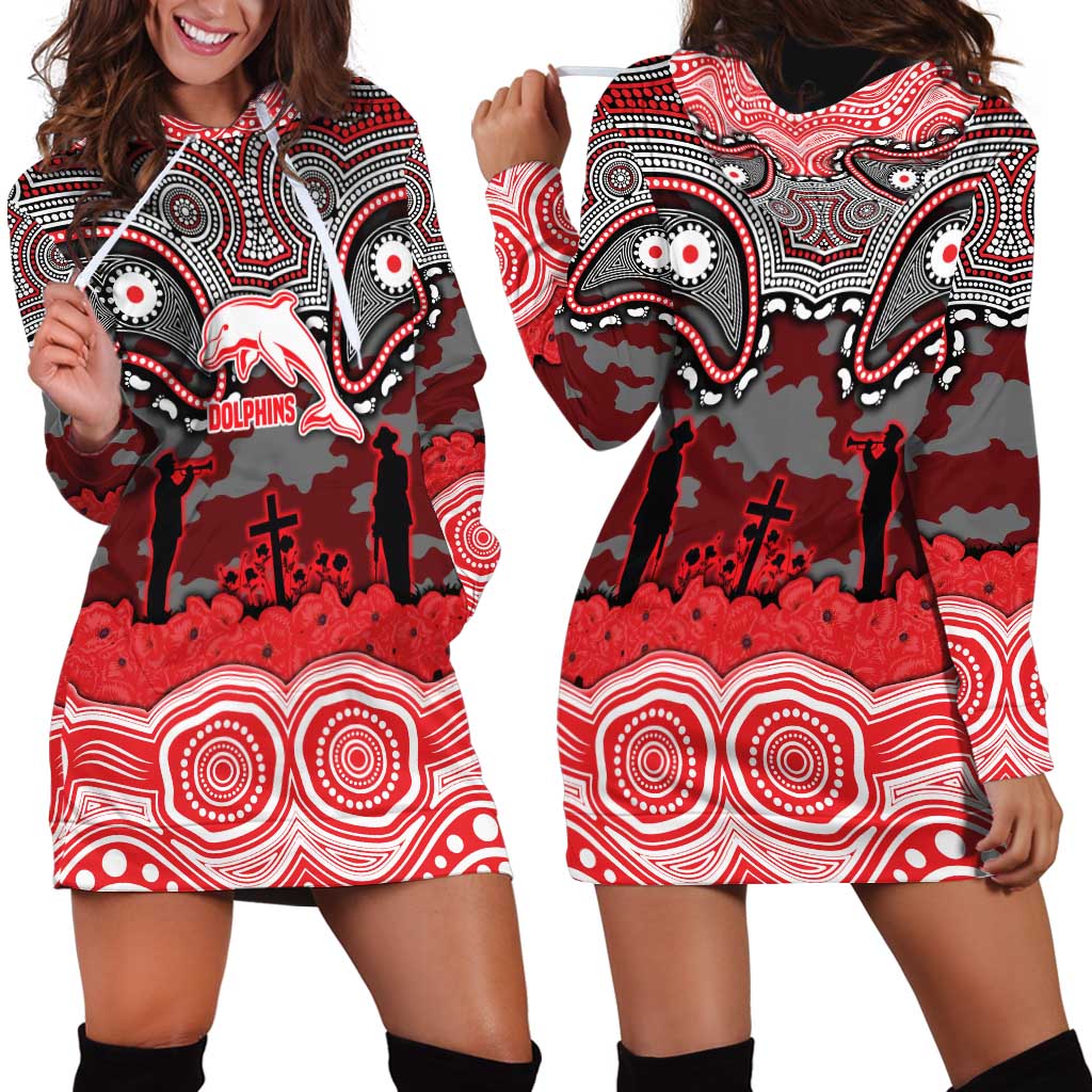 ANZAC Day Dolphins Hoodie Dress Military Memorial Aboriginal Indigenous Art