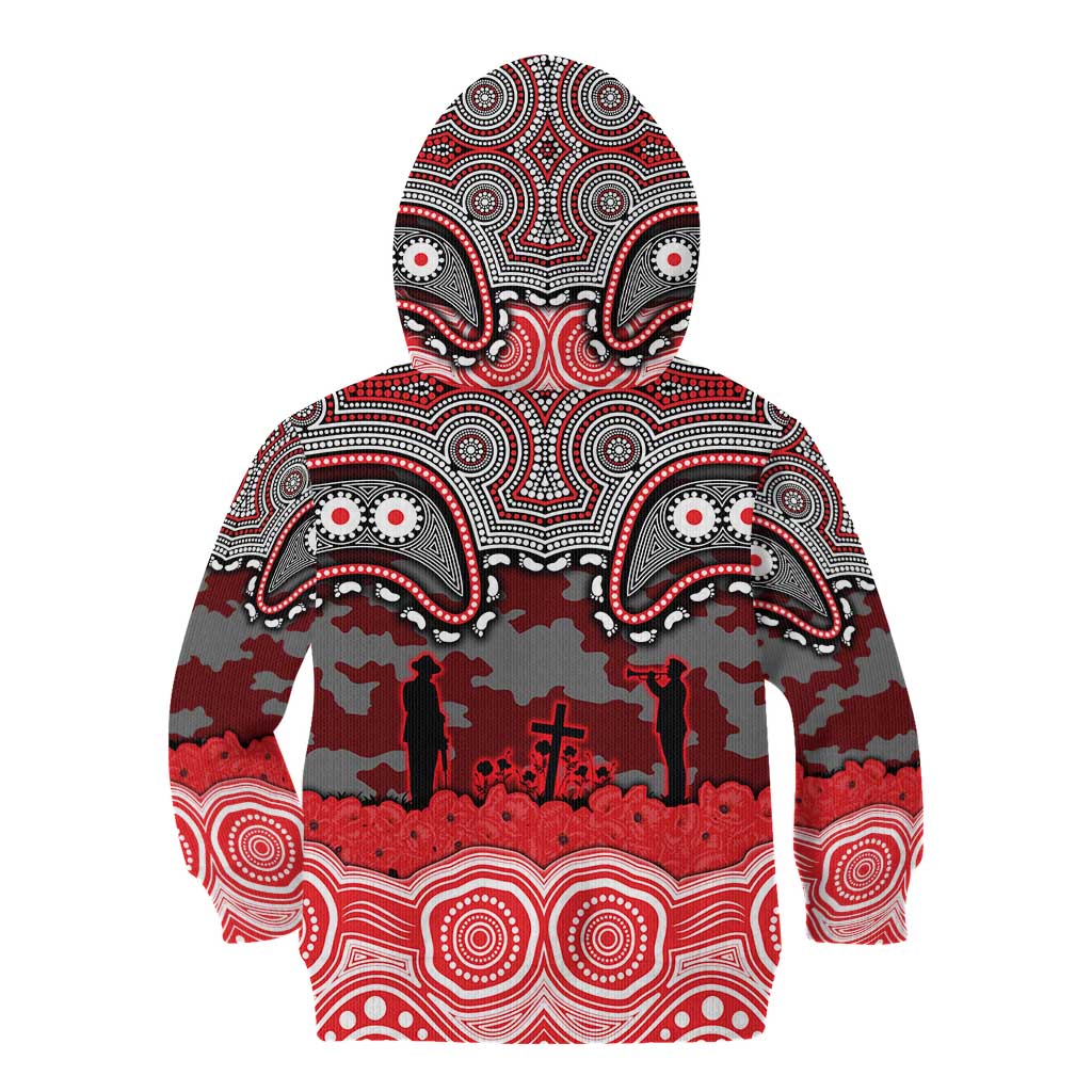 ANZAC Day Dolphins Kid Hoodie Military Memorial Aboriginal Indigenous Art