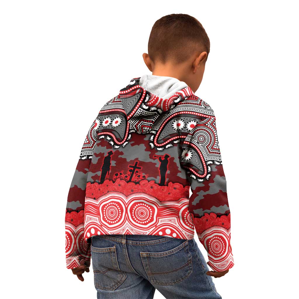 ANZAC Day Dolphins Kid Hoodie Military Memorial Aboriginal Indigenous Art