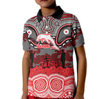 ANZAC Day Dolphins Kid Polo Shirt Military Memorial Aboriginal Indigenous Art