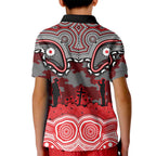 ANZAC Day Dolphins Kid Polo Shirt Military Memorial Aboriginal Indigenous Art