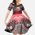 ANZAC Day Dolphins Kid Short Sleeve Dress Military Memorial Aboriginal Indigenous Art