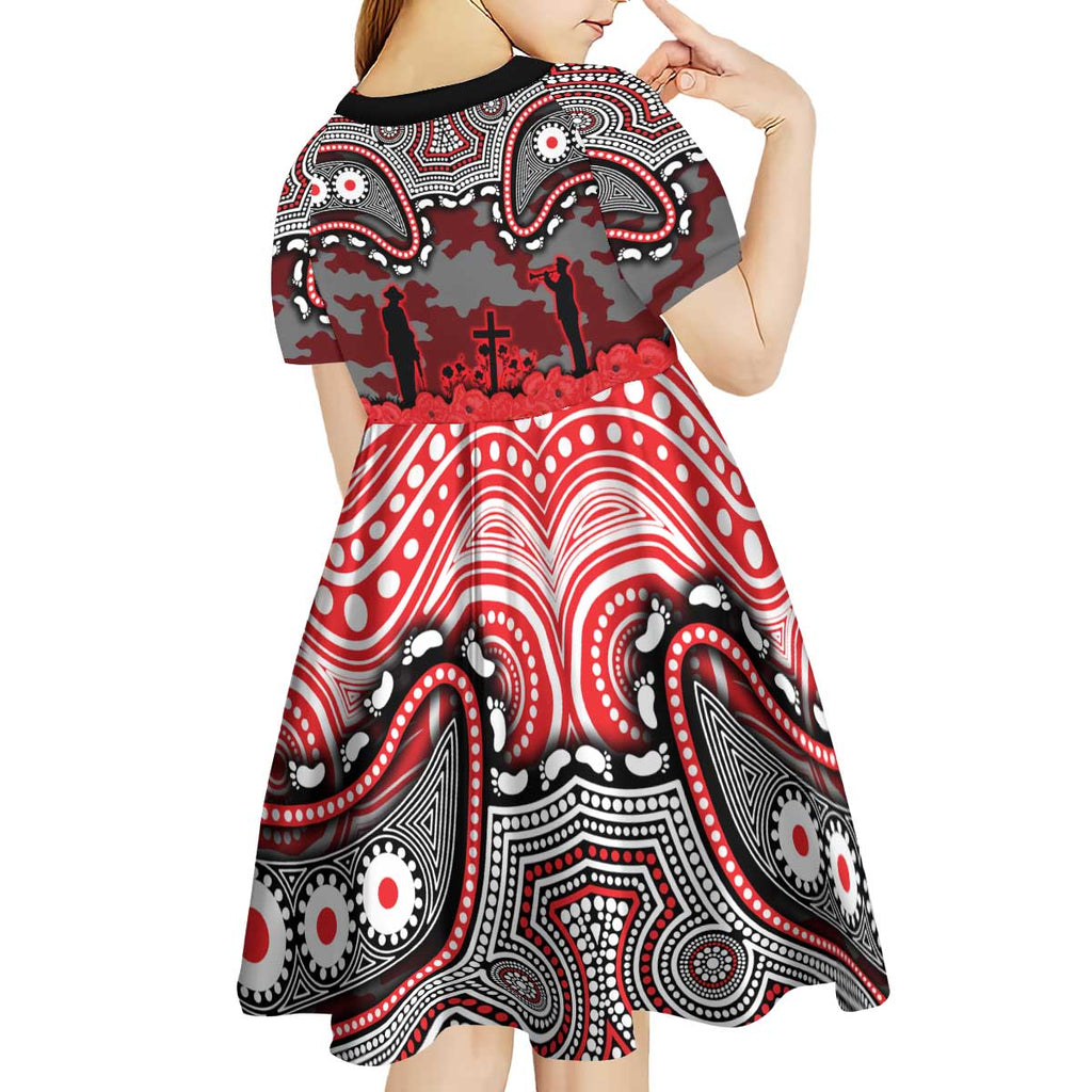 ANZAC Day Dolphins Kid Short Sleeve Dress Military Memorial Aboriginal Indigenous Art
