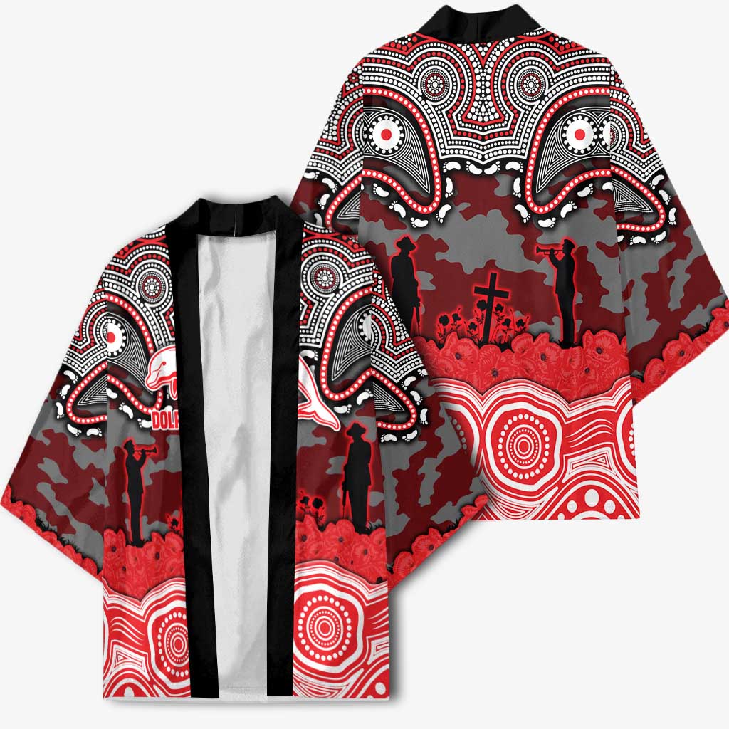 ANZAC Day Dolphins Kimono Military Memorial Aboriginal Indigenous Art