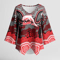 ANZAC Day Dolphins Kimono Sleeve Blouse Military Memorial Aboriginal Indigenous Art