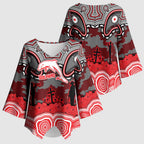 ANZAC Day Dolphins Kimono Sleeve Blouse Military Memorial Aboriginal Indigenous Art