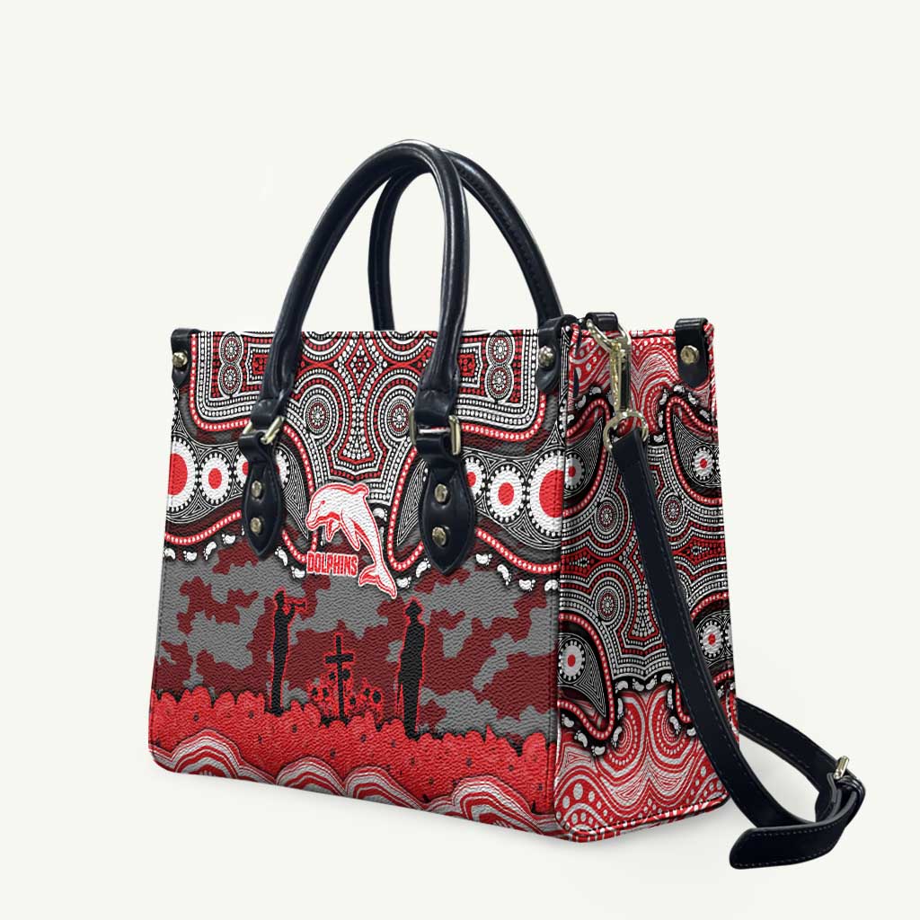 ANZAC Day Dolphins Leather Bag Military Memorial Aboriginal Indigenous Art