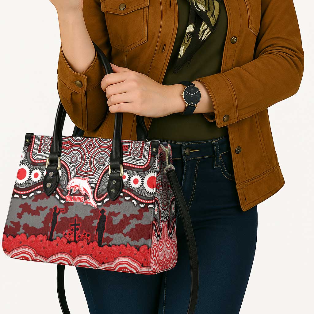 ANZAC Day Dolphins Leather Bag Military Memorial Aboriginal Indigenous Art
