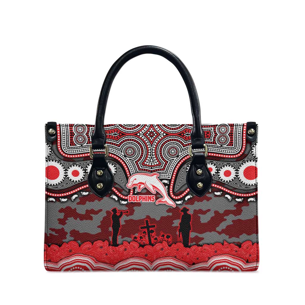 ANZAC Day Dolphins Leather Bag Military Memorial Aboriginal Indigenous Art