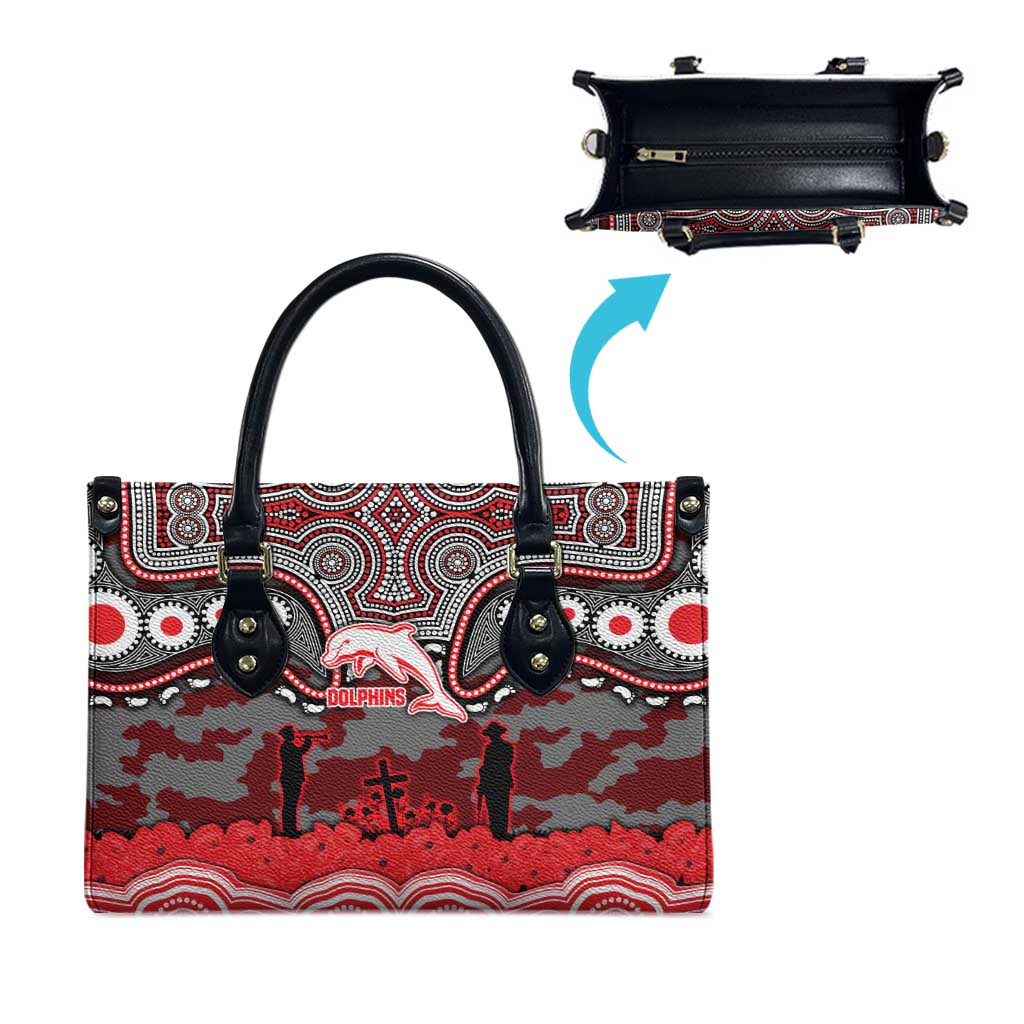 ANZAC Day Dolphins Leather Bag Military Memorial Aboriginal Indigenous Art