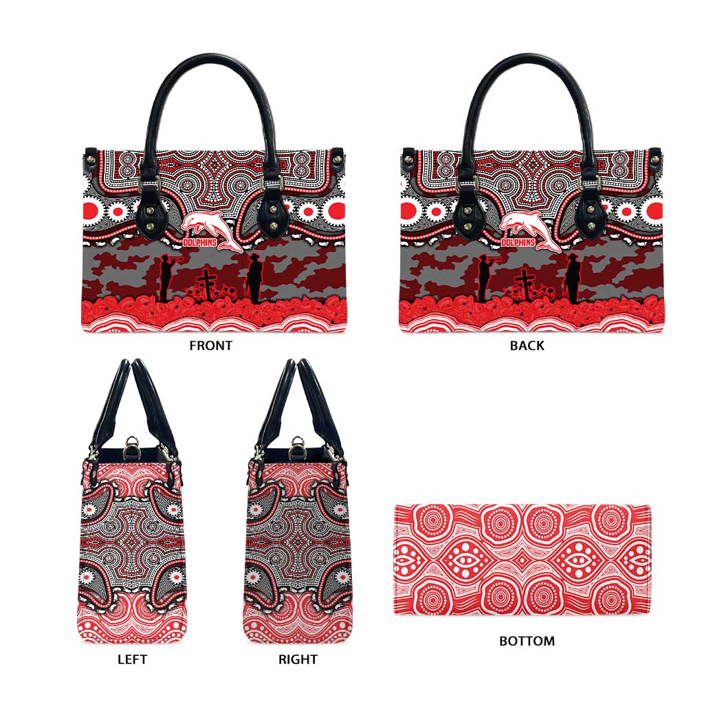 ANZAC Day Dolphins Leather Bag Military Memorial Aboriginal Indigenous Art