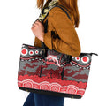 ANZAC Day Dolphins Leather Tote Bag Military Memorial Aboriginal Indigenous Art