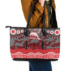 ANZAC Day Dolphins Leather Tote Bag Military Memorial Aboriginal Indigenous Art