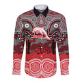 ANZAC Day Dolphins Long Sleeve Button Shirt Military Memorial Aboriginal Indigenous Art