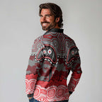 ANZAC Day Dolphins Long Sleeve Polo Shirt Military Memorial Aboriginal Indigenous Art