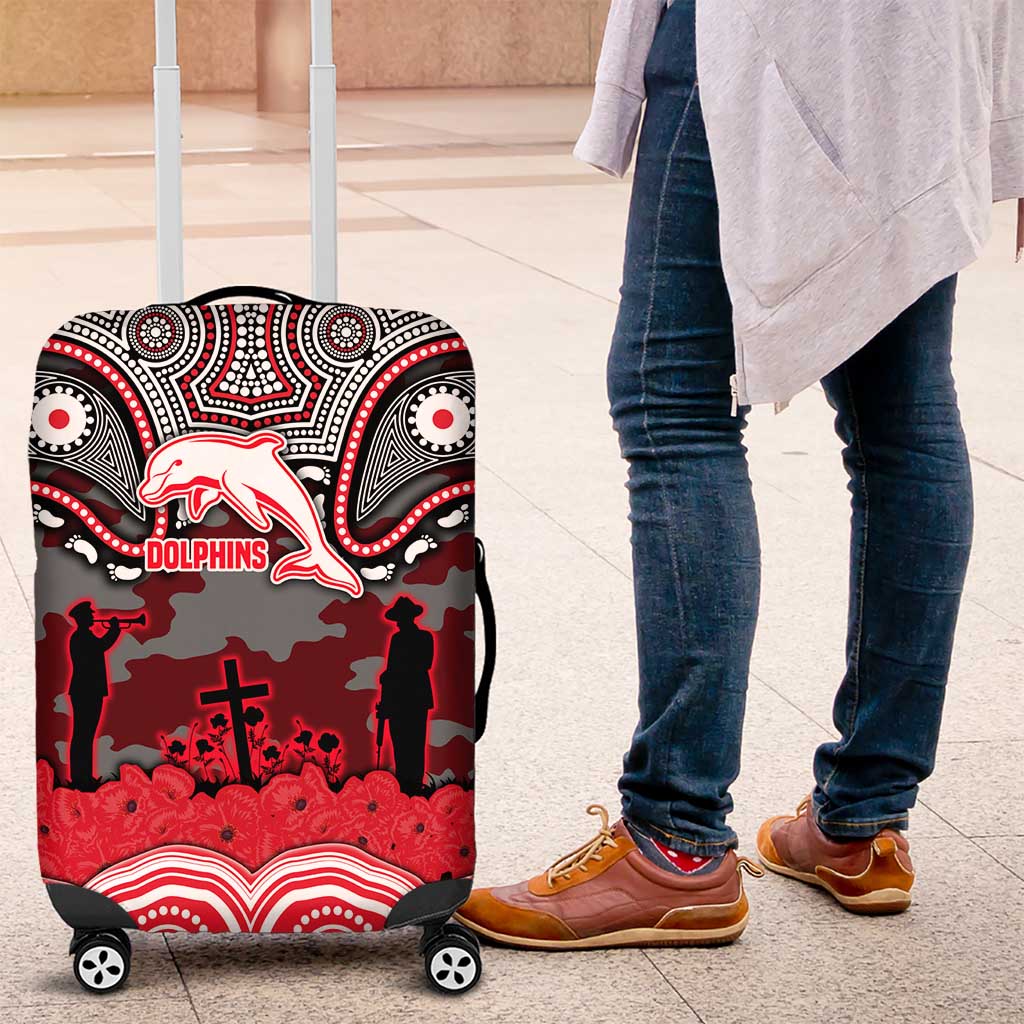 ANZAC Day Dolphins Luggage Cover Military Memorial Aboriginal Indigenous Art