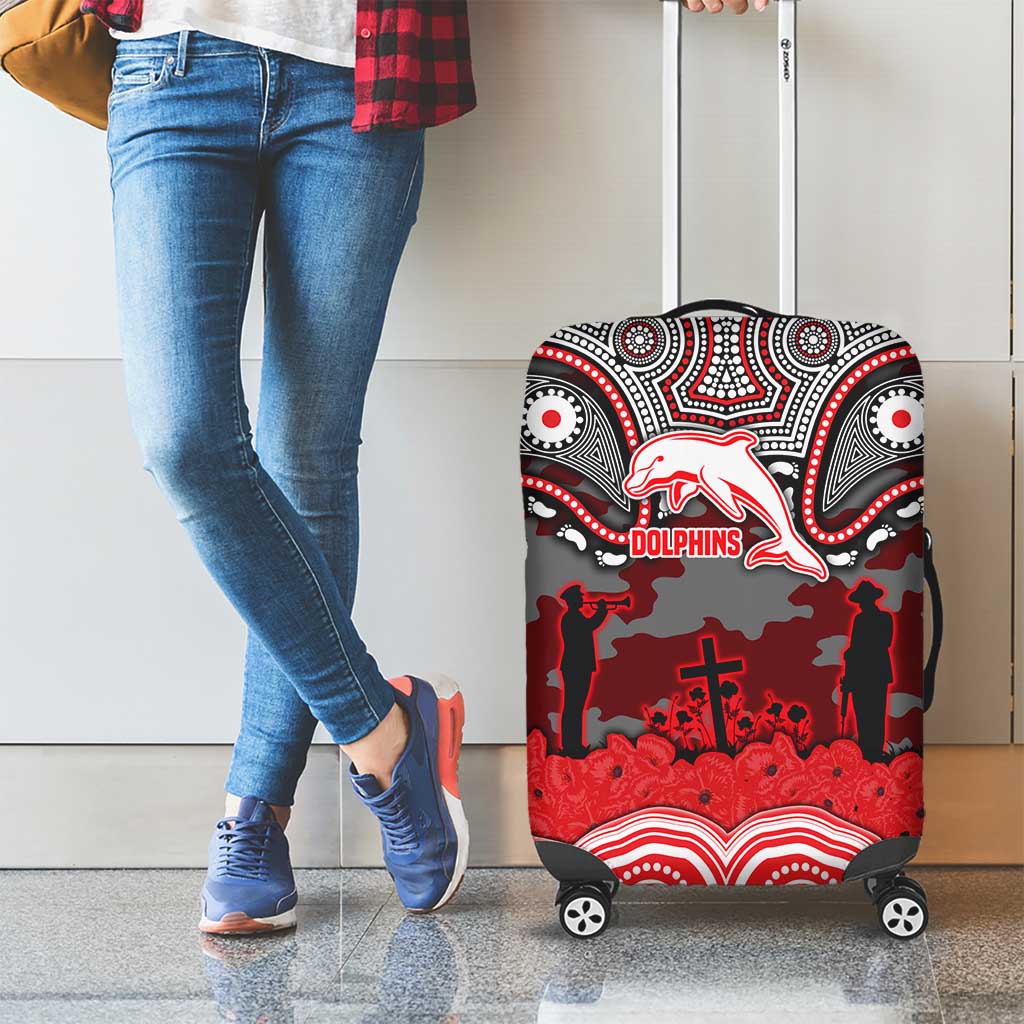 ANZAC Day Dolphins Luggage Cover Military Memorial Aboriginal Indigenous Art
