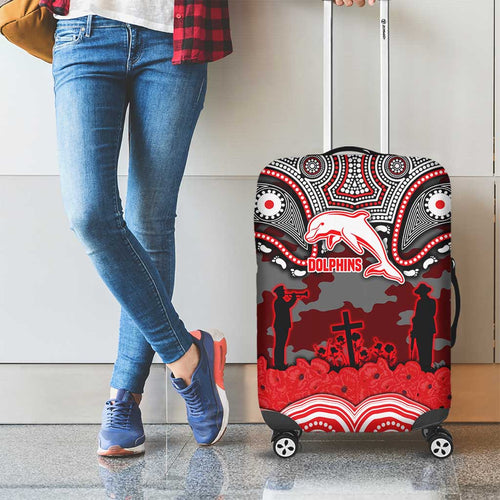 ANZAC Day Dolphins Luggage Cover Military Memorial Aboriginal Indigenous Art