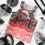 ANZAC Day Dolphins Men Tank Top Military Memorial Aboriginal Indigenous Art