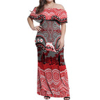 ANZAC Day Dolphins Off Shoulder Maxi Dress Military Memorial Aboriginal Indigenous Art