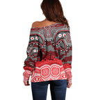 ANZAC Day Dolphins Off Shoulder Sweater Military Memorial Aboriginal Indigenous Art