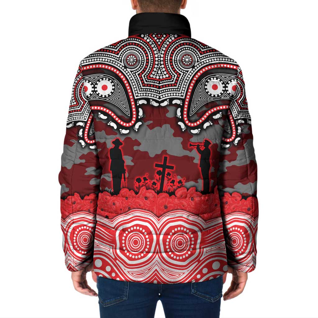 ANZAC Day Dolphins Padded Jacket Military Memorial Aboriginal Indigenous Art