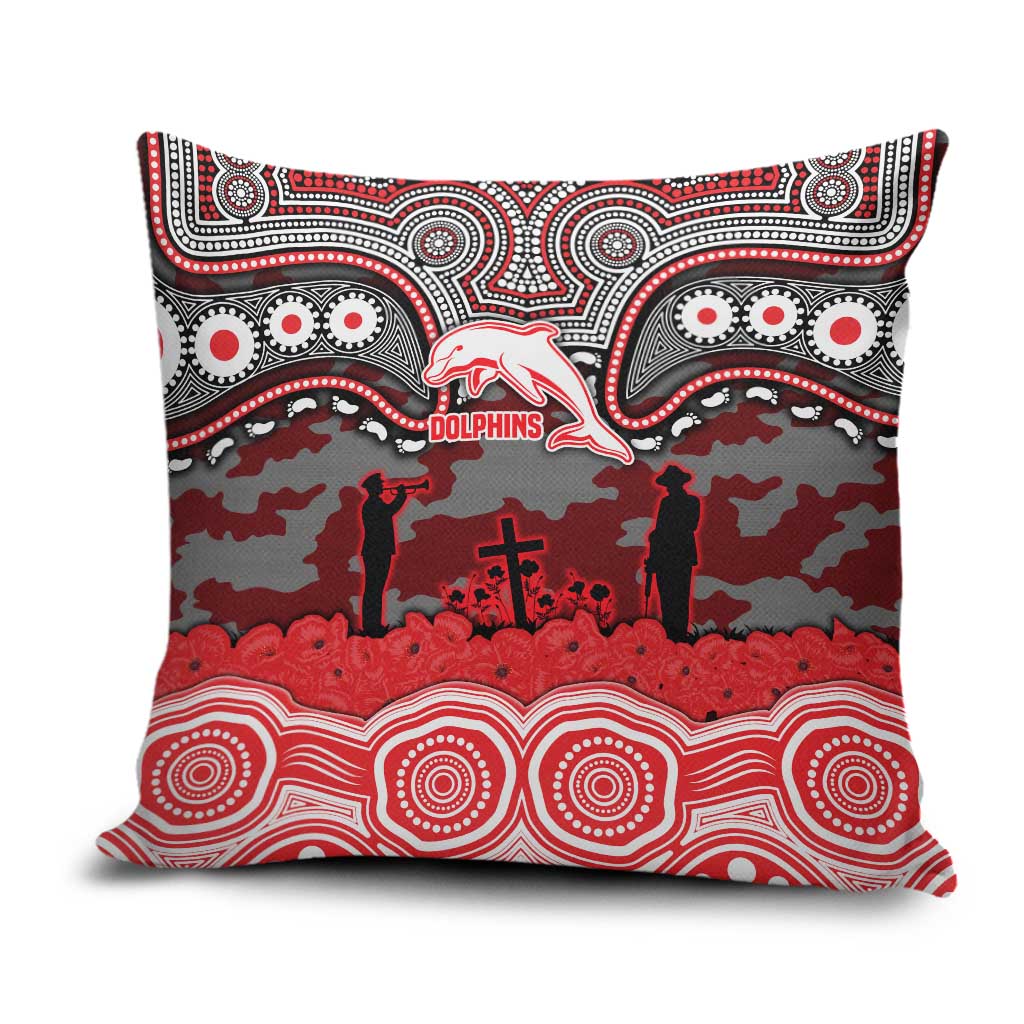 ANZAC Day Dolphins Pillow Cover Military Memorial Aboriginal Indigenous Art
