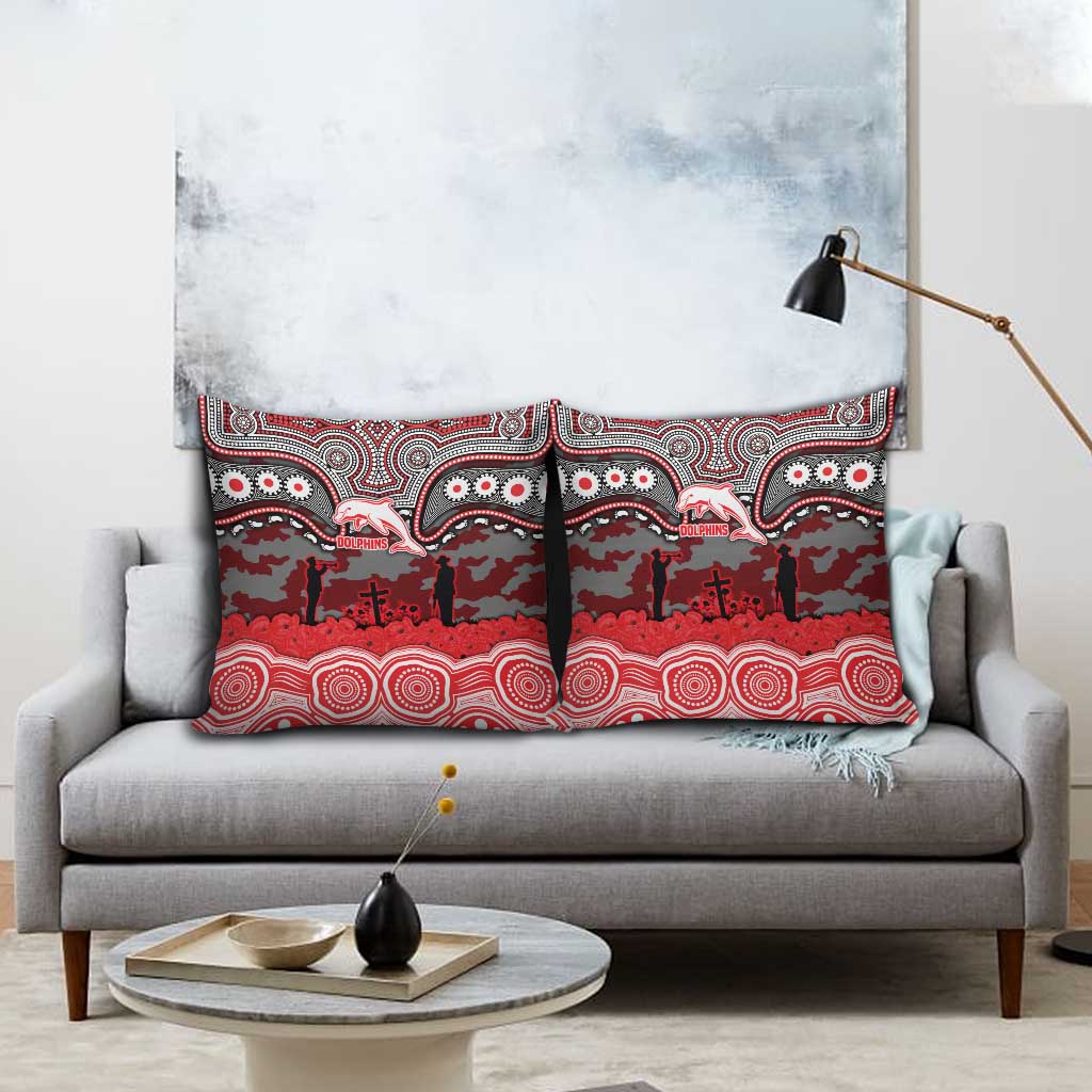 ANZAC Day Dolphins Pillow Cover Military Memorial Aboriginal Indigenous Art