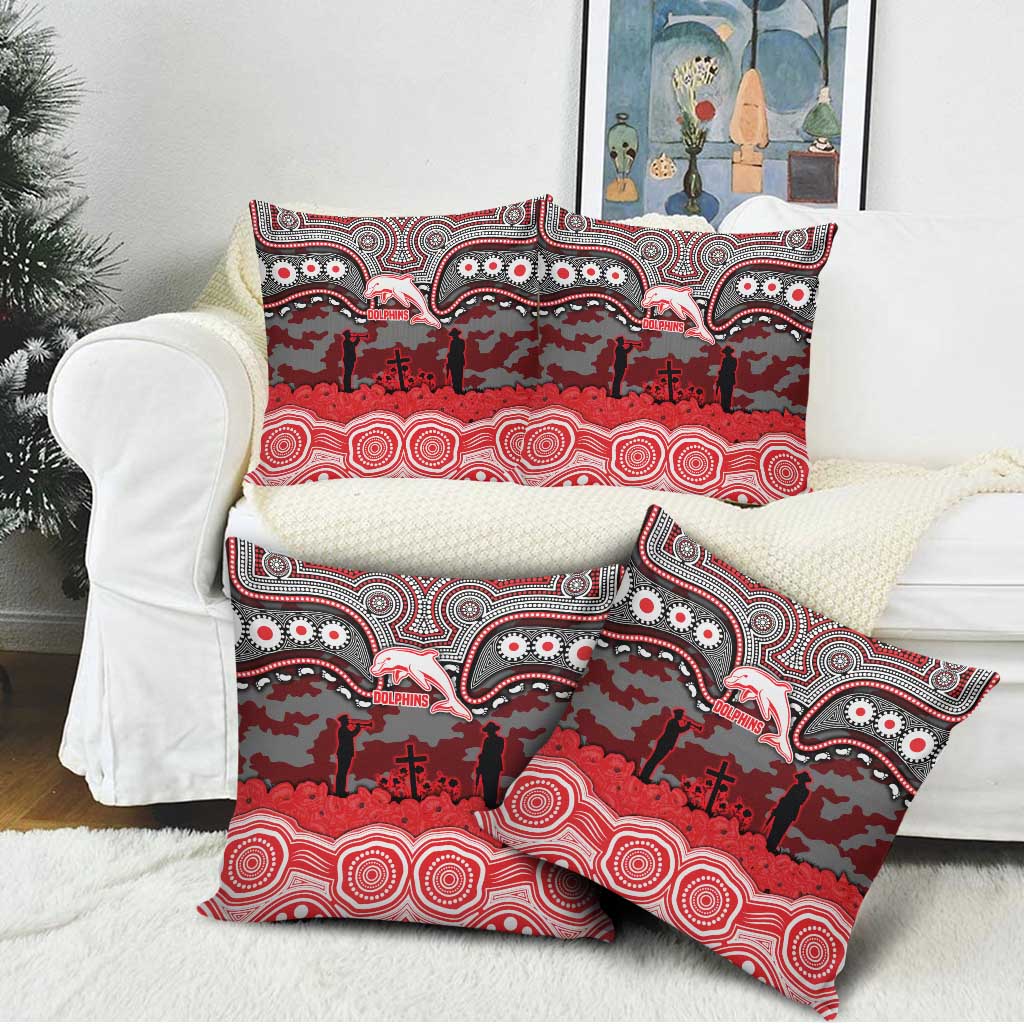 ANZAC Day Dolphins Pillow Cover Military Memorial Aboriginal Indigenous Art
